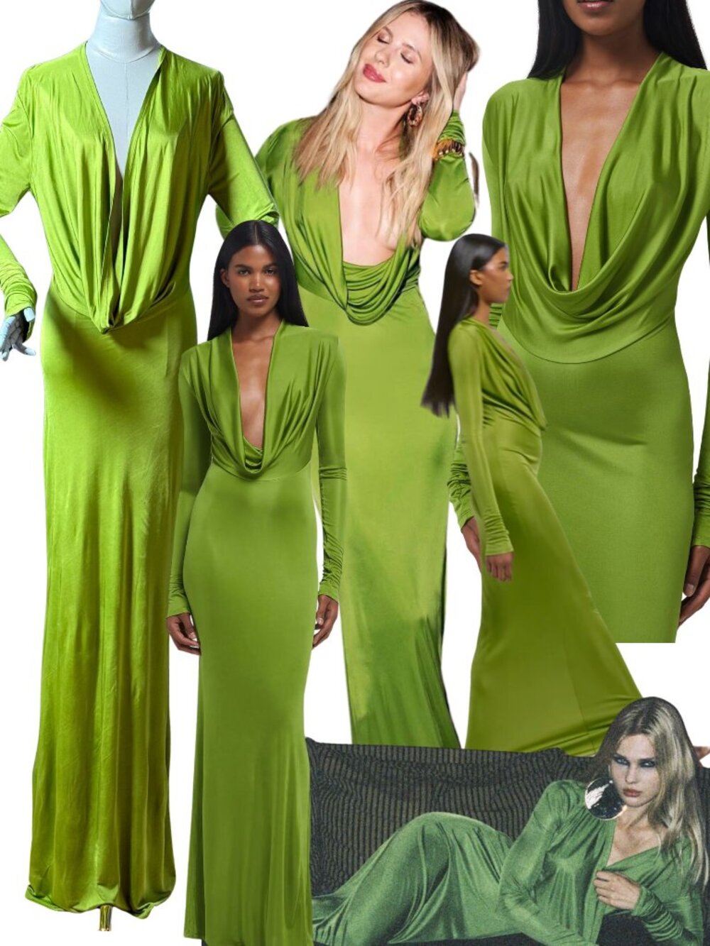 🆕 RAT & BOA 🧿 NWOT Octavia Long Sleeve Column Maxi Dress, Green - Sz L US 8